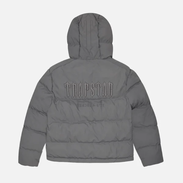 Trapstar Decoded Hooded Quilted Jacket Gray - Image 1