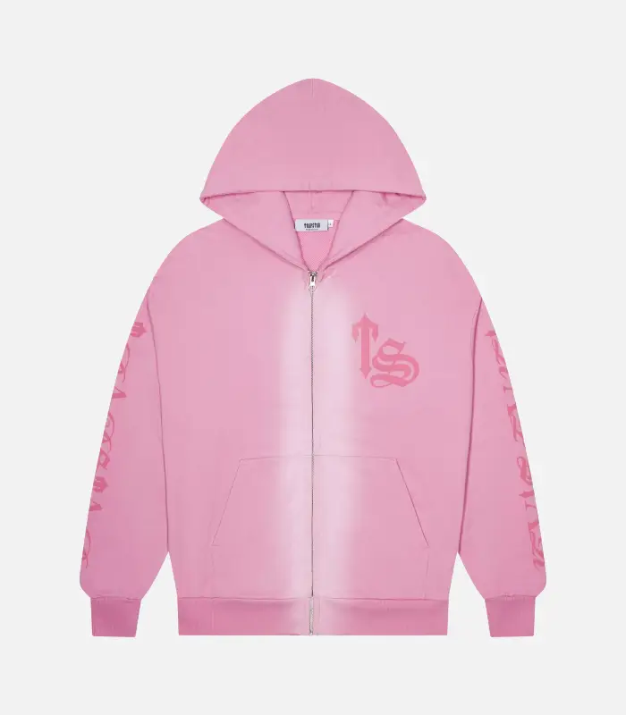 Trapstar-Script-Spray-Hoodie-Pink.webp Trapstar Script Spray Hoodie Pink - Image 1