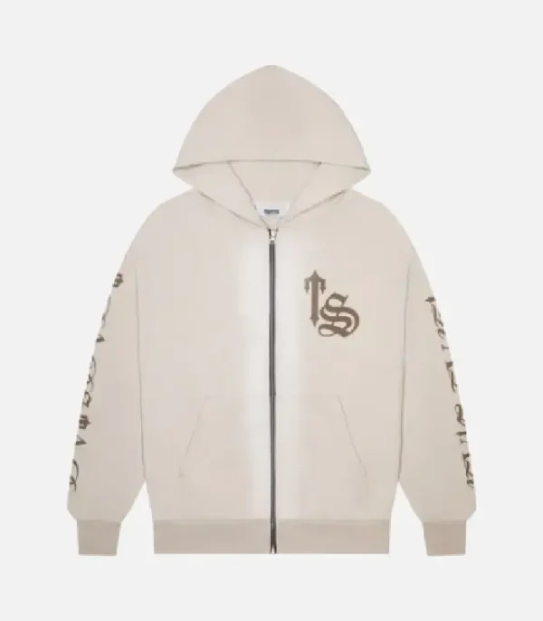 Trapstar Script Spray Hoodie Sand - Image 1